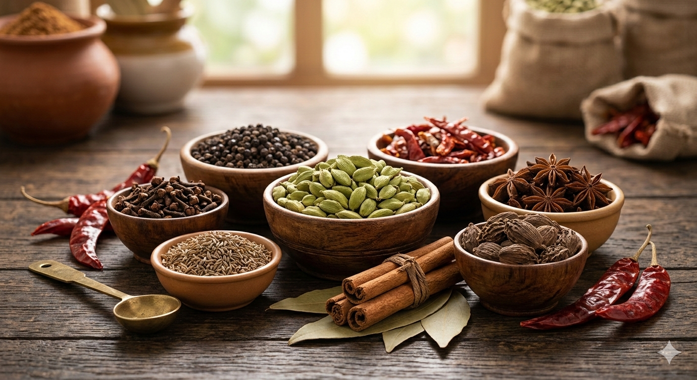 ​इसमें लिखें: प्रीमियम साबुत मसाले थोक सप्लाई - जीरा, लौंग, इलायची (Atharva Direct Supply)