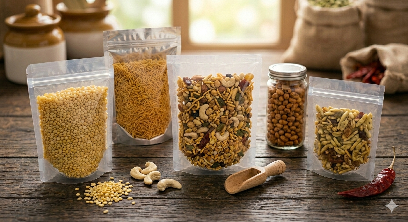 प्रीमियम दाल और मूंगफली नमकीन थोक सप्लाई - मूंग दाल, पीनट्स (Atharva Direct Supply)